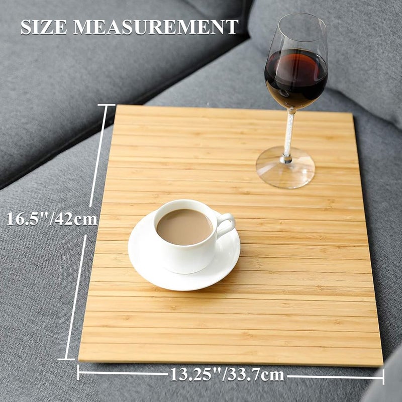 GEHE Sofa Arm Tray Table - Flexible/Foldable Couch Arm Table Perfect for Drink & Snacks Great Armrest Tray (16.5" L x 13.25" W x 0.35" H, Natural Bamboo) - Image 4
